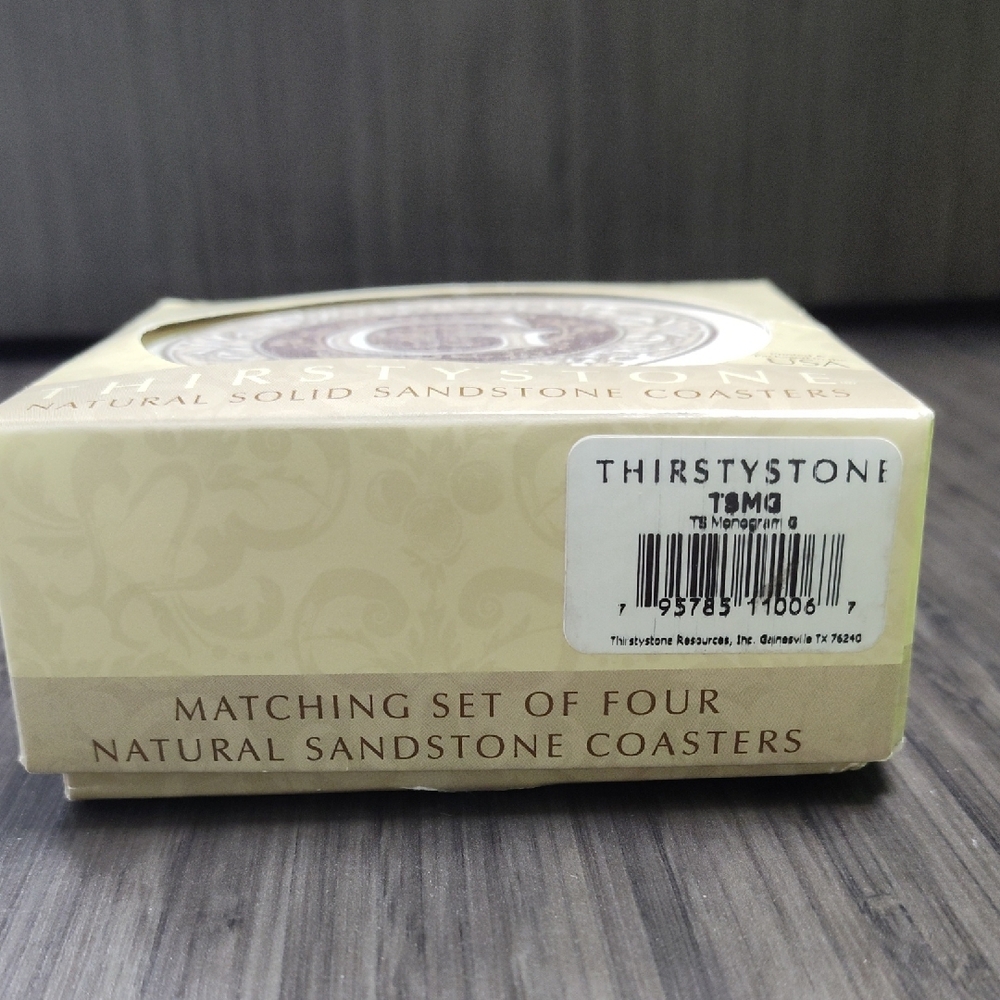 Coasters Thirstystone Monogram Coasters, All Natural Stone, Drink Absorbent - Picture 11 of 11